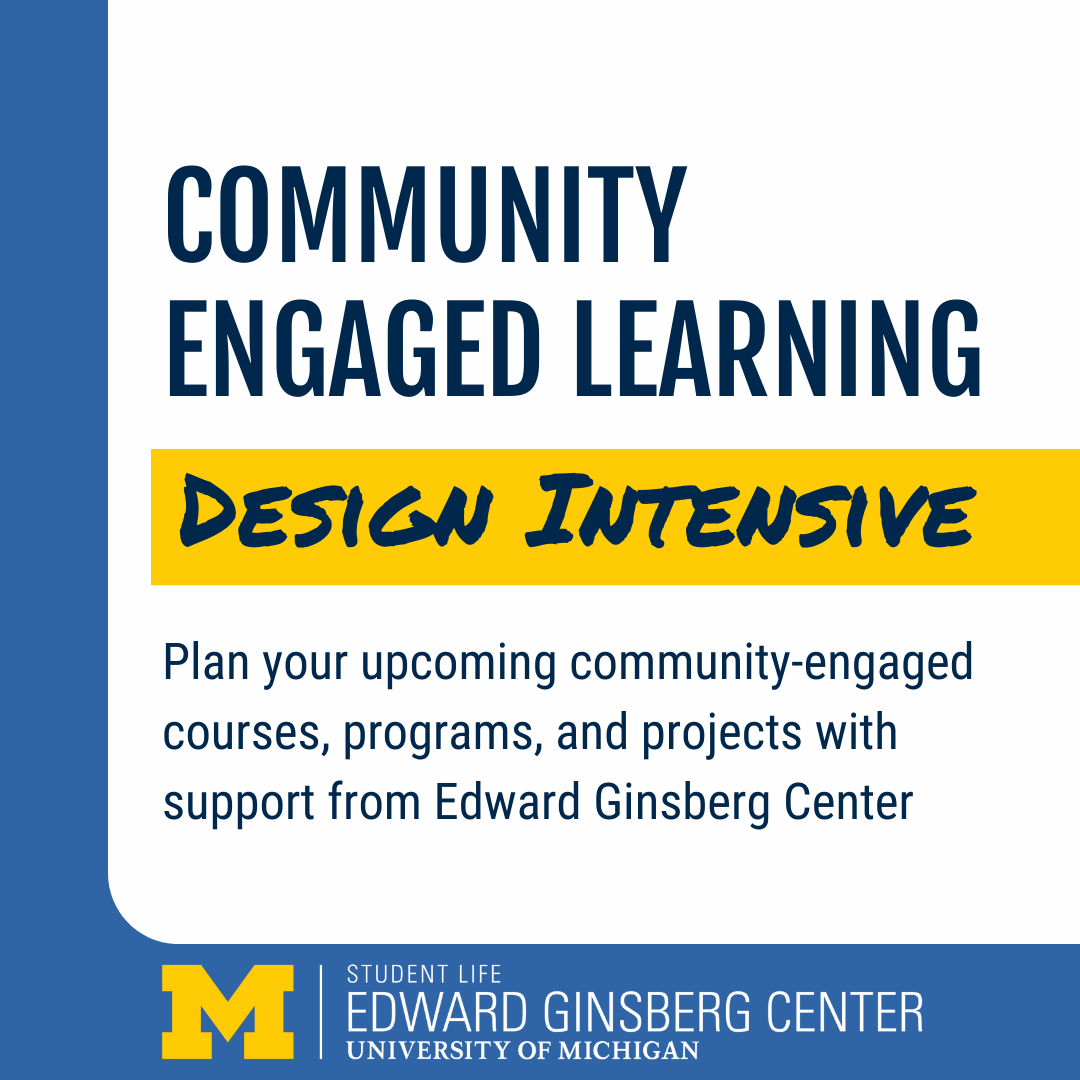 Square graphic that says "Community Engaged Learning Design Intensive"